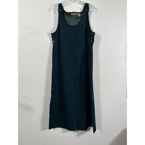 Vintage Jenna Lane New York Dark Green Faux Suede Overall Maxi Dress Large